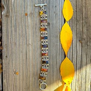 Vintage Amber and Sterling Silver Tennis Bracelet